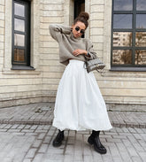 Solid Slim Flower Irregular Casual Skirt